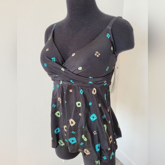 NEW Contours by Coco Reef Shapemakers Swim Top Tankini Pool Beach 34D Size 10 - Picture 4 of 9